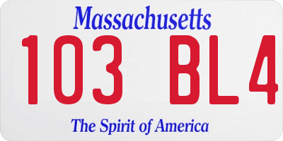 MA license plate 103BL4