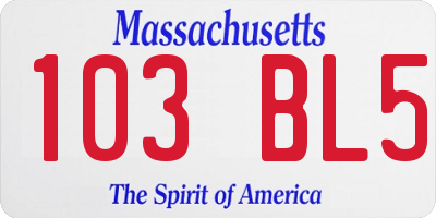 MA license plate 103BL5