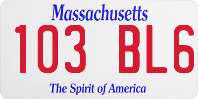 MA license plate 103BL6