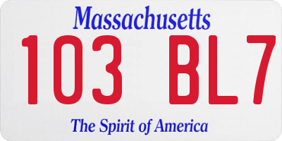 MA license plate 103BL7
