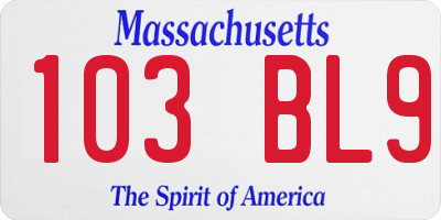 MA license plate 103BL9