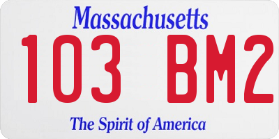 MA license plate 103BM2