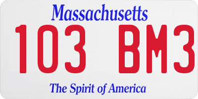 MA license plate 103BM3