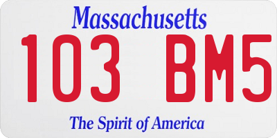 MA license plate 103BM5