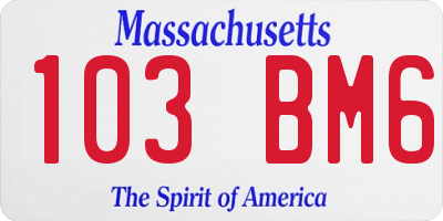 MA license plate 103BM6