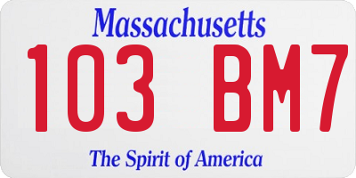 MA license plate 103BM7