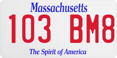 MA license plate 103BM8