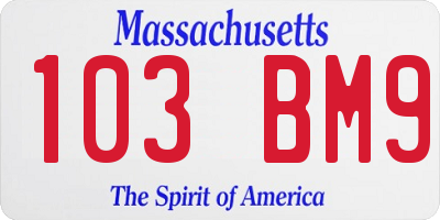 MA license plate 103BM9