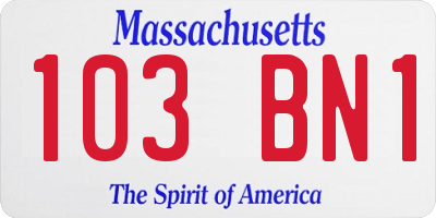 MA license plate 103BN1