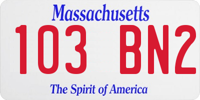 MA license plate 103BN2