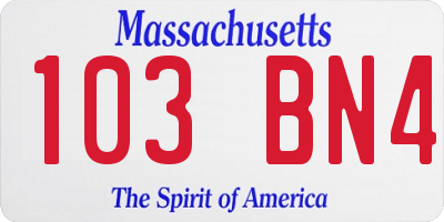 MA license plate 103BN4