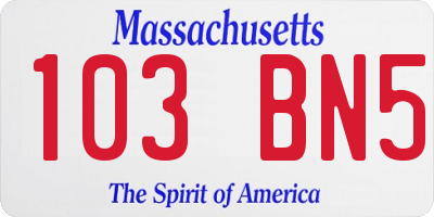MA license plate 103BN5