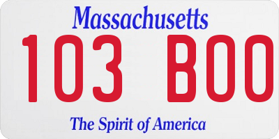 MA license plate 103BO0