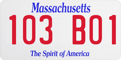 MA license plate 103BO1