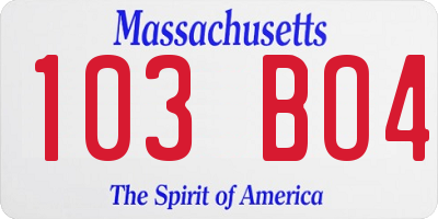 MA license plate 103BO4
