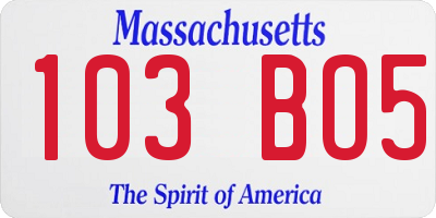 MA license plate 103BO5