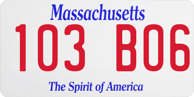 MA license plate 103BO6