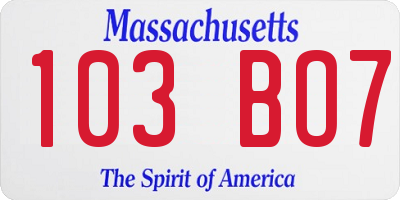 MA license plate 103BO7
