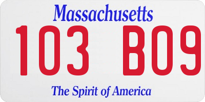 MA license plate 103BO9