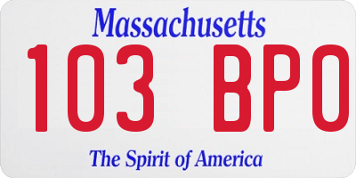 MA license plate 103BP0