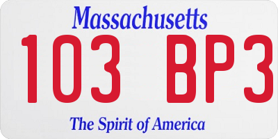 MA license plate 103BP3