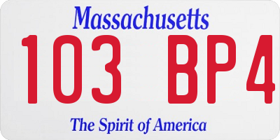 MA license plate 103BP4