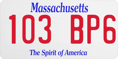 MA license plate 103BP6