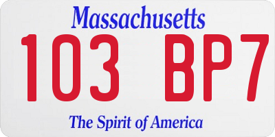 MA license plate 103BP7