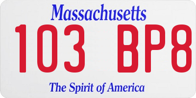 MA license plate 103BP8
