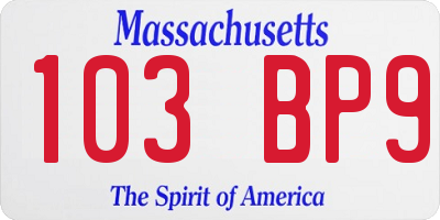 MA license plate 103BP9