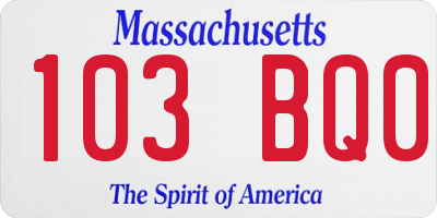 MA license plate 103BQ0