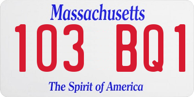 MA license plate 103BQ1
