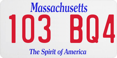 MA license plate 103BQ4