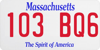 MA license plate 103BQ6