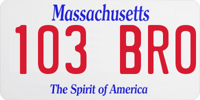 MA license plate 103BR0