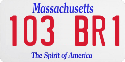 MA license plate 103BR1