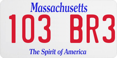 MA license plate 103BR3