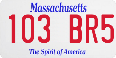 MA license plate 103BR5