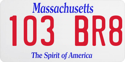 MA license plate 103BR8