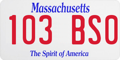 MA license plate 103BS0