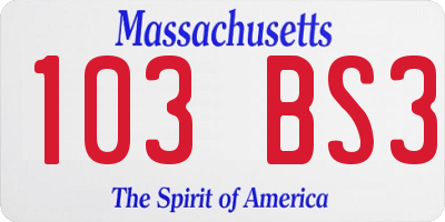 MA license plate 103BS3