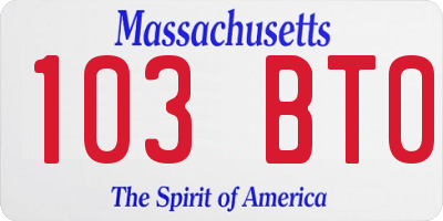 MA license plate 103BT0
