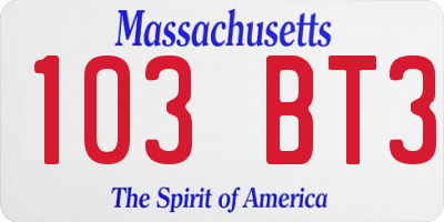 MA license plate 103BT3