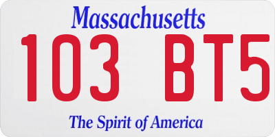 MA license plate 103BT5