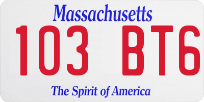 MA license plate 103BT6