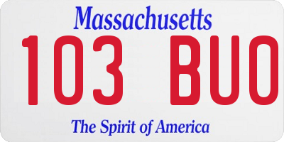 MA license plate 103BU0