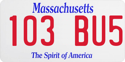 MA license plate 103BU5