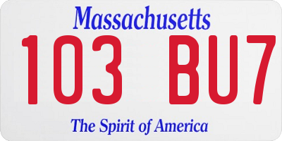 MA license plate 103BU7
