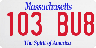 MA license plate 103BU8