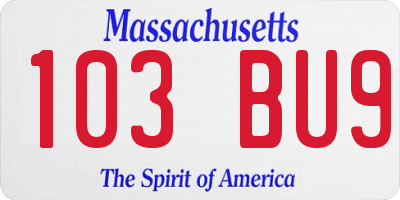 MA license plate 103BU9